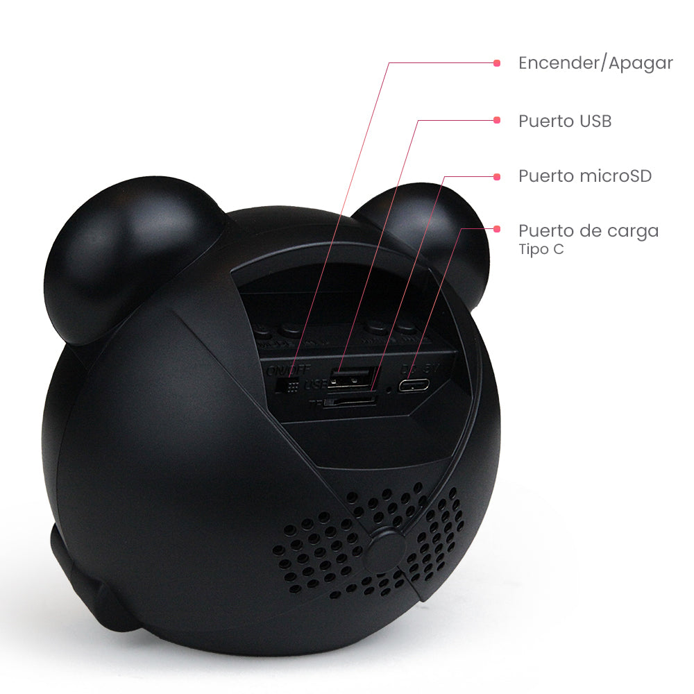 FS-S119 BOCINA TWS TIPO MICKEY, RECARGABLE CON LUZ RGB