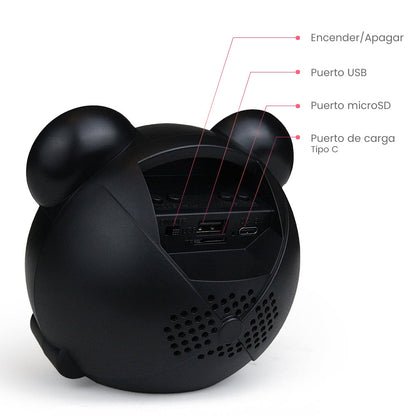 FS-S119 BOCINA TWS TIPO MICKEY, RECARGABLE CON LUZ RGB