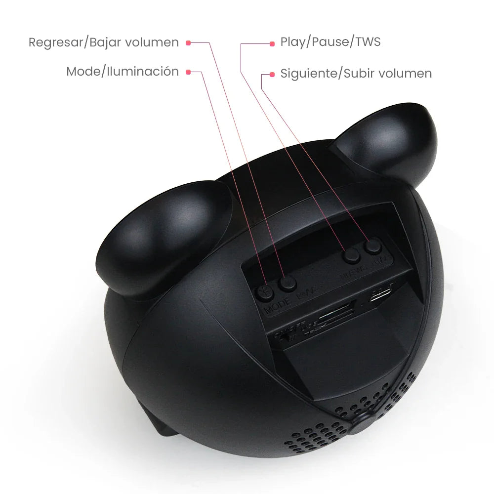 FS-S119 BOCINA TWS TIPO MICKEY, RECARGABLE CON LUZ RGB