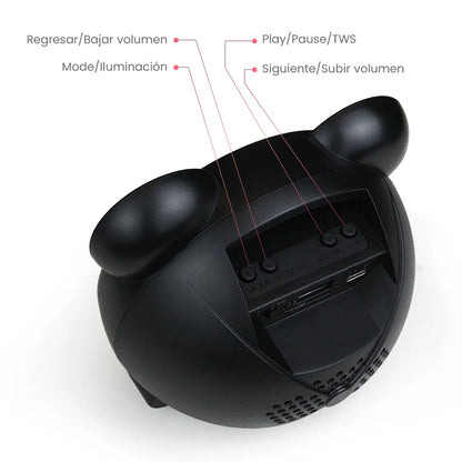 FS-S119 BOCINA TWS TIPO MICKEY, RECARGABLE CON LUZ RGB