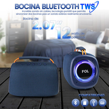 BOCINA TWS RECARGABLE CON LUZ Y CORREA INTEGRADA