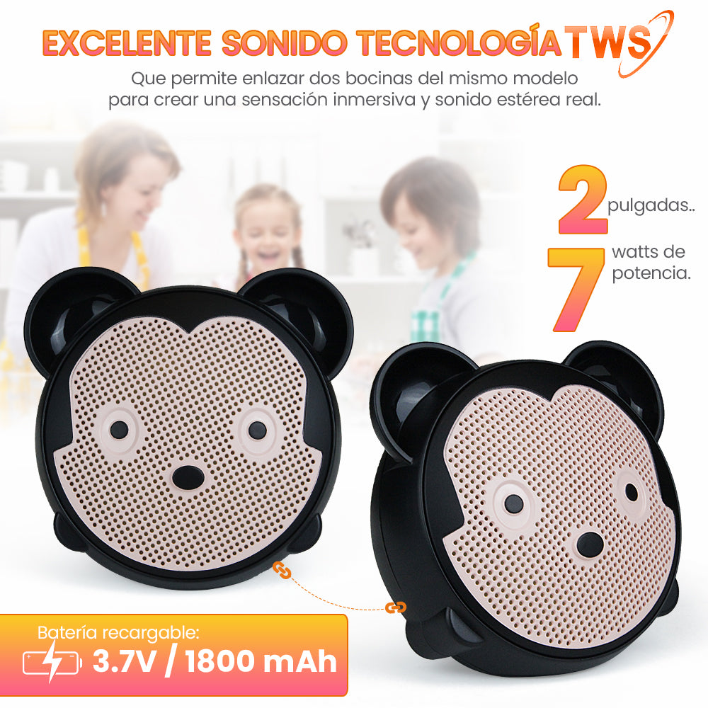 FS-S119 BOCINA TWS TIPO MICKEY, RECARGABLE CON LUZ RGB